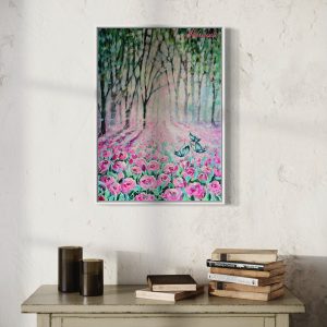 Seria leśna: Radość 50x70cm w grubej ramie typu pudełkowego