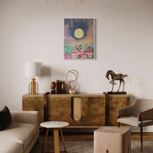 Seria leśna: Pełnia 80x50cm  w grubej ramie typu pudełkowego