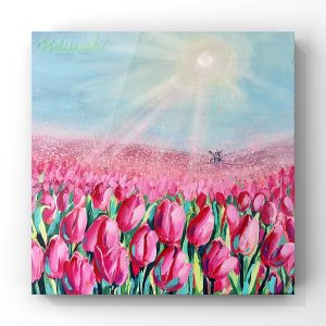 Floral: Różowe tulipany 40x40cm