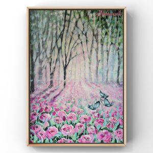 Seria leśna: Radość 50x70cm w grubej ramie typu pudełkowego
