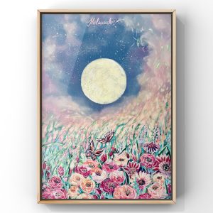 Seria leśna: Pełnia 80x50cm  w grubej ramie typu pudełkowego