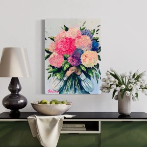 Floral: hortensje błękitne 80x60cm