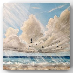 Morze 80x80cm w złotej ramie