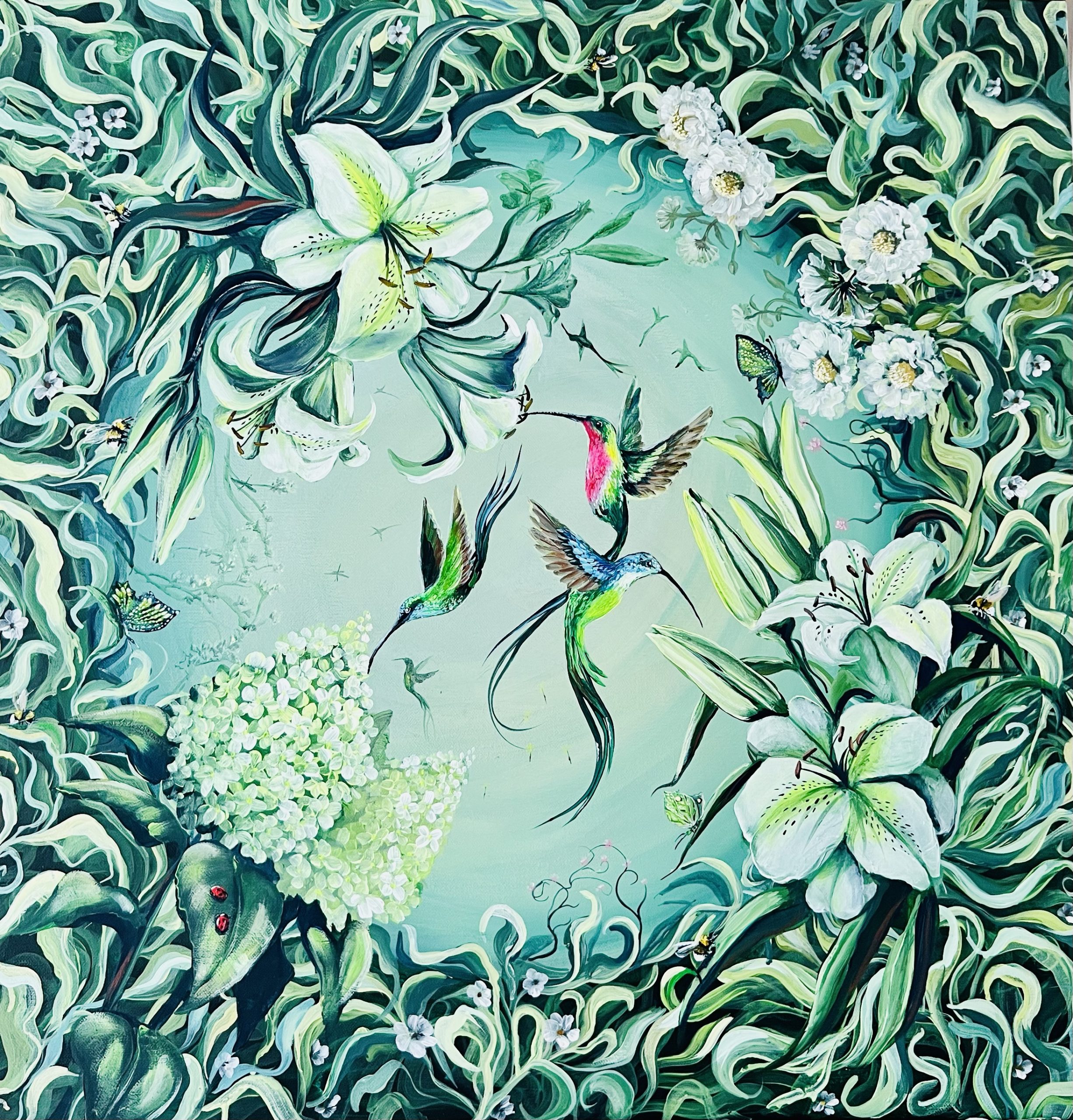 Dream Garden: Mysterious Garden 80x80cm, płótno lniane - obrazek 11