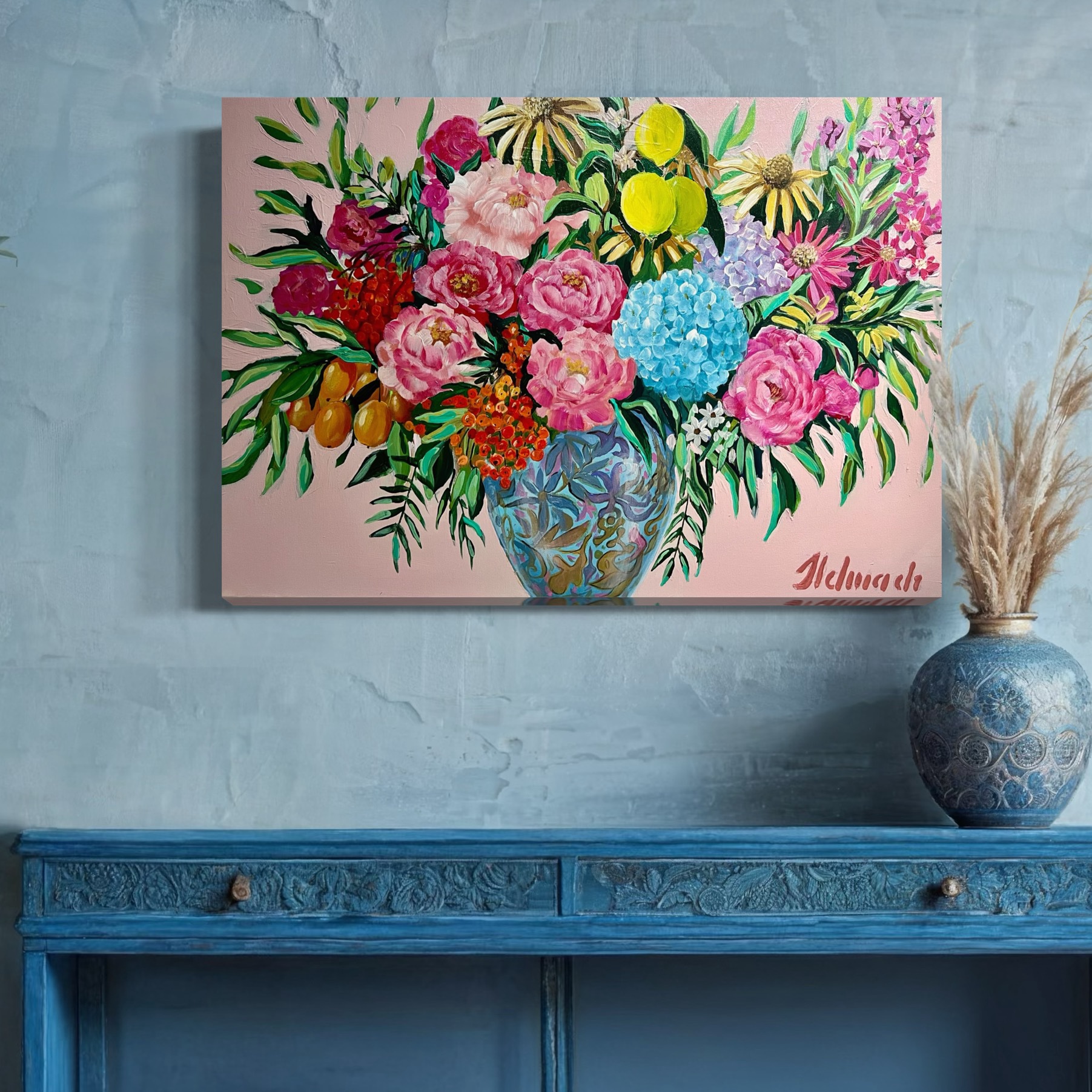 Flower Symphony: Bukiet Obfitości (wianek) 70x50cm