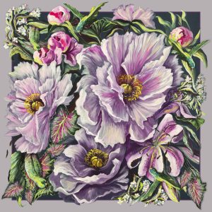 Deep Feeling: Parrots and Peonies. Reprodukcja 50x50cm Fine Art