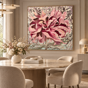 08 Peonia 110x110cm, obraz na płótnie 3d